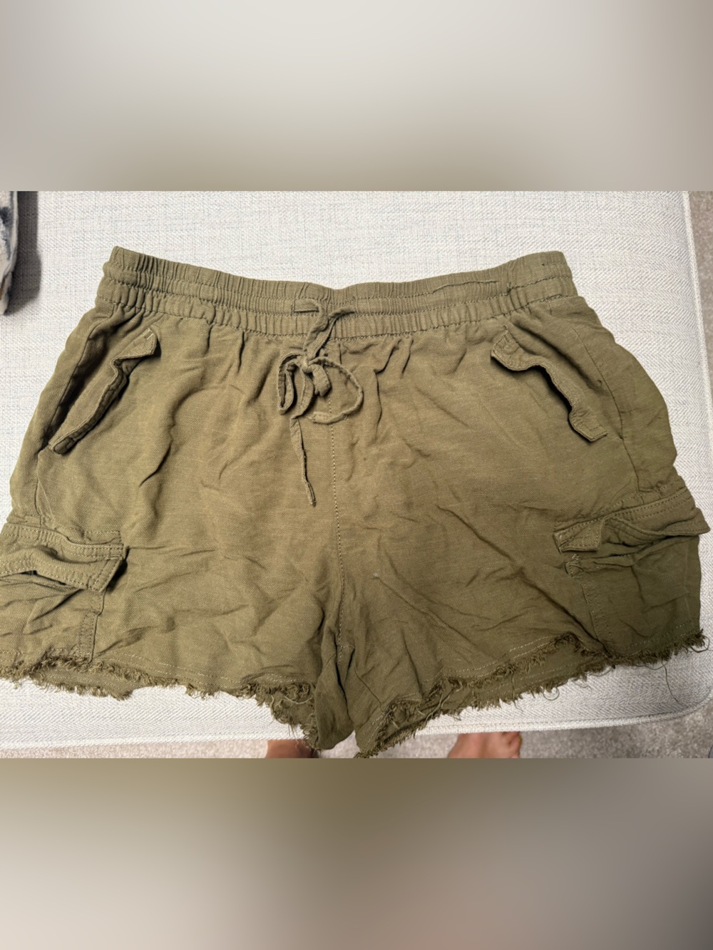 a.n.a Olive Drawstring Casual Cargo Shorts